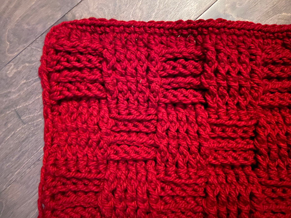 Red Basketweave Blanket – A Bit Unraveled