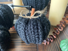 Load image into Gallery viewer, Spooky Black Crochet Pumpkins