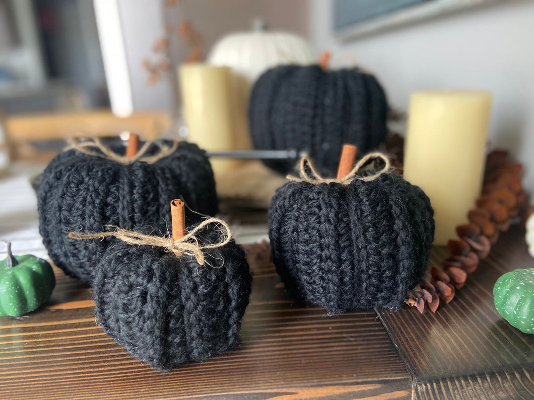 Spooky Black Crochet Pumpkins