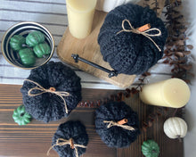 Load image into Gallery viewer, Spooky Black Crochet Pumpkins