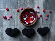 Load image into Gallery viewer, Black Crochet Hearts