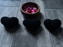 Load image into Gallery viewer, Black Crochet Hearts