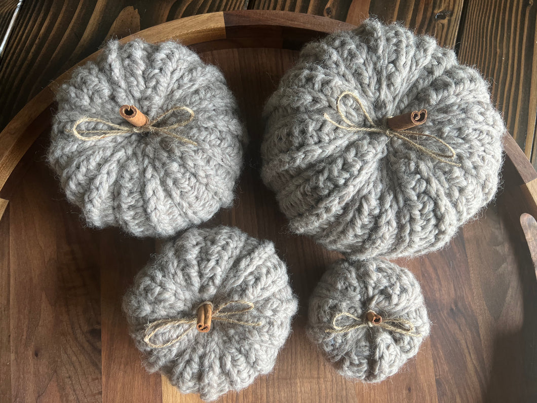 Neutral Sandstone Crochet Pumpkins